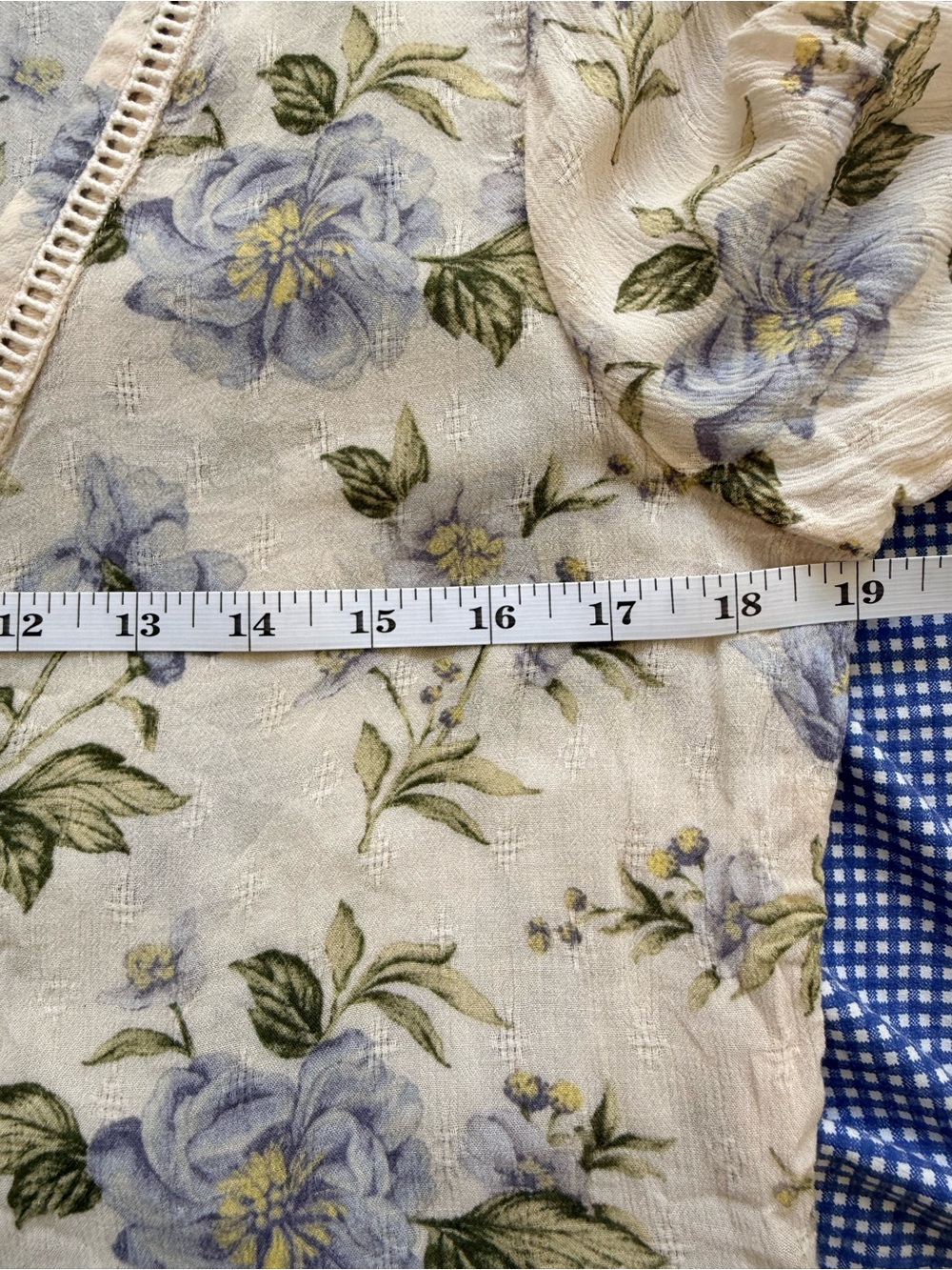 American Eagle Outfitters Light Blue Floral Tie-Front Sheer Blouse - Picture 5 of 7